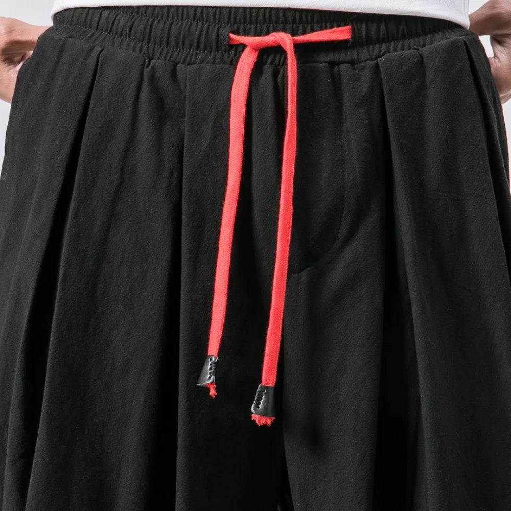 Men’s Oversized Cotton Linen Harem Jogger Pants – Chinese Style, Casual Trousers