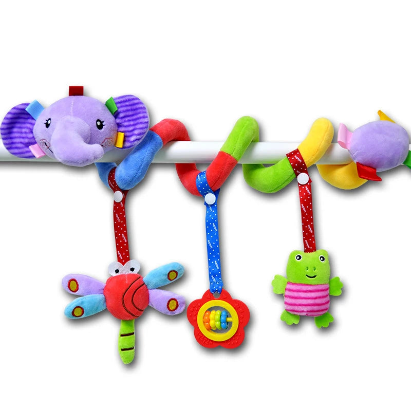 Baby Stroller Spiral Activity Plush Rattle Toy – Sensory Toy for Newborns 0–24 Months