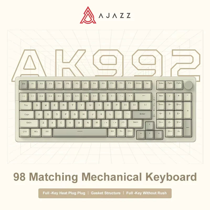 Ajazz AK992 98-Key Hot-Swap Wired Mechanical Gaming Keyboard – Multimedia Knob, USB