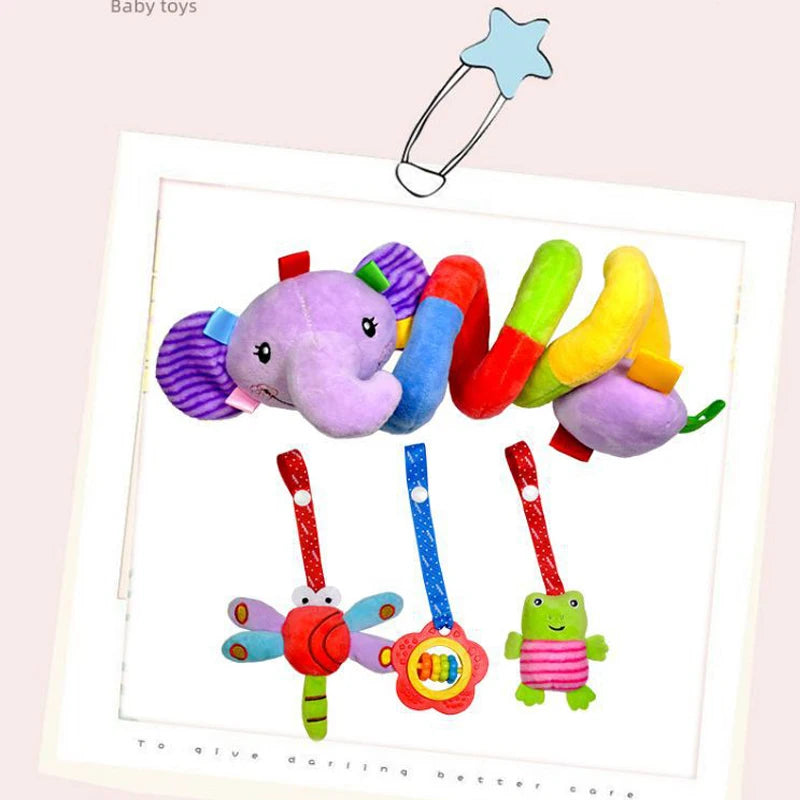 Baby Stroller Spiral Activity Plush Rattle Toy – Sensory Toy for Newborns 0–24 Months