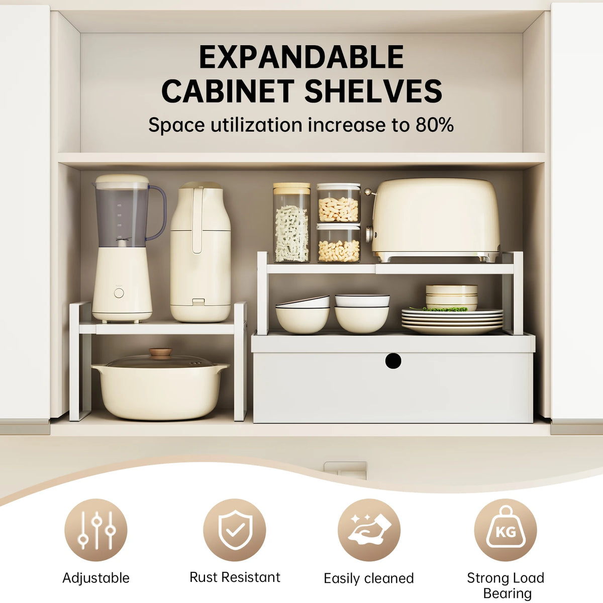 Kitchen Storage Rack Organizer – Countertop Shelf for Pots, Pans & Utensils