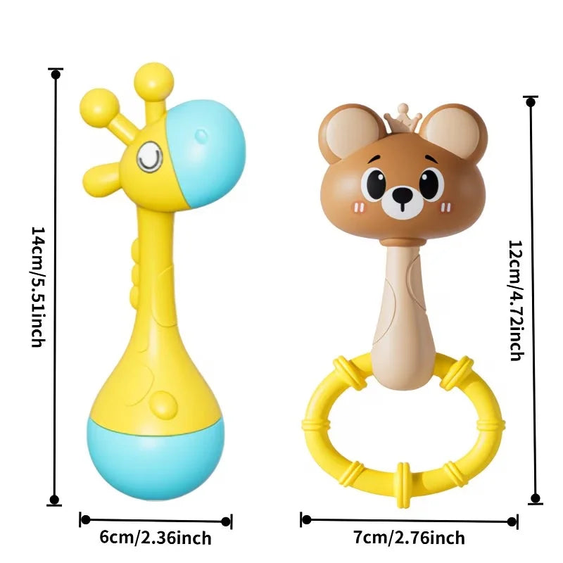 Baby Animal Rattle & Teether Toy – Montessori, Music Sound, Newborn Gift