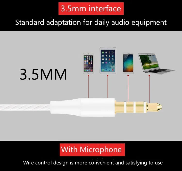 3.5mm Wired HIFI Bass Earbuds with Microphone – In-Ear, Stereo, Gaming & Sport