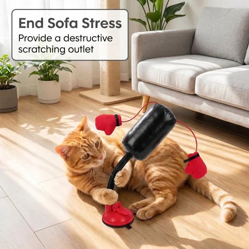 Interactive Cat Boxing Toy | Suction Base Spring Speed Bag for Indoor Cats