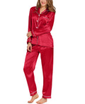 Women’s Silk Satin Button-Down Pajama Set – Long Sleeve, 6 Colors, Sizes S–XXL