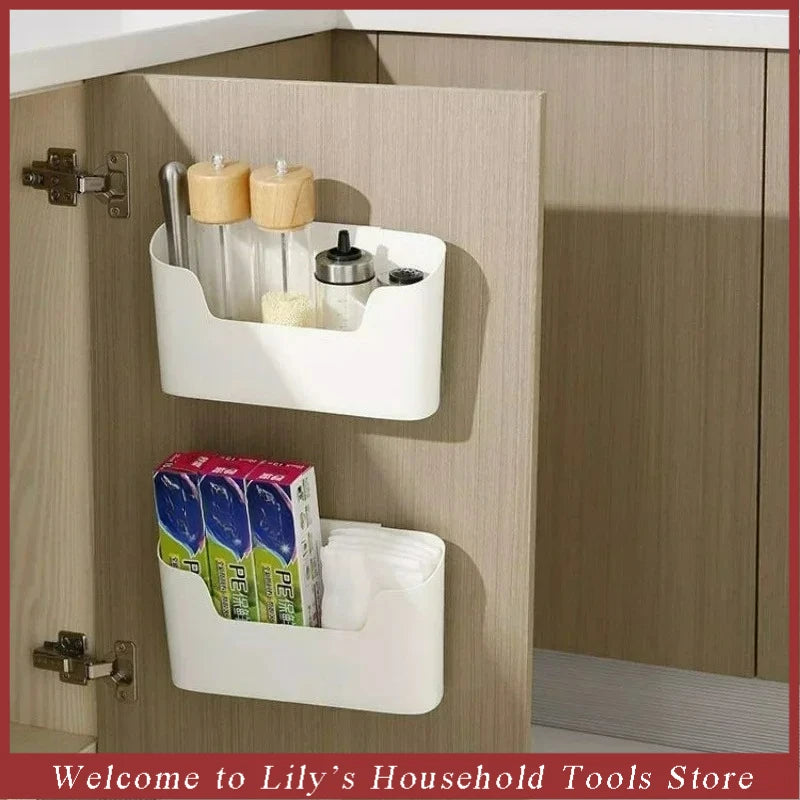 Wall-Mounted Adhesive Kitchen Storage Rack – No-Drill, Organizer for Utensils & Spices