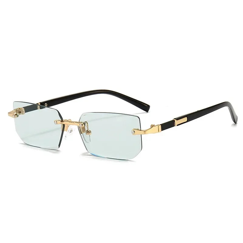 Rimless Rectangle Blue Light Blocking Sunglasses – Unisex, Square Frame, UV Protection