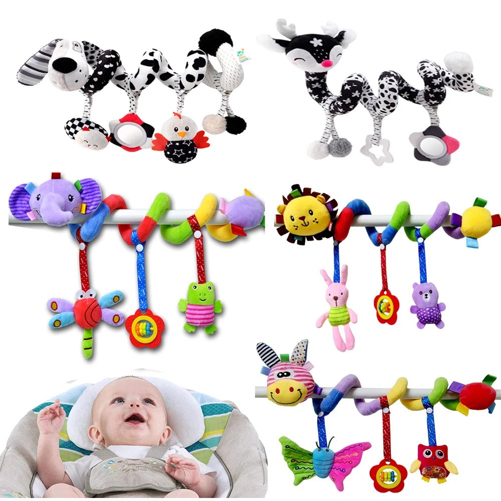 Baby Stroller Spiral Activity Plush Rattle Toy – Sensory Toy for Newborns 0–24 Months