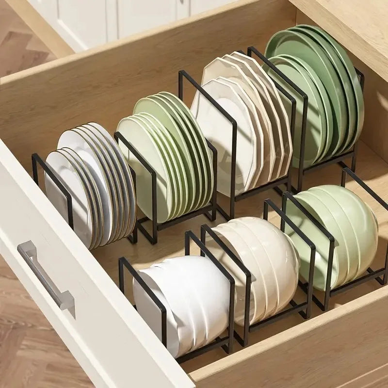 Iron Countertop Dish & Plate Drain Rack – Cabinet Dish Storage & Dinner Plate Organizer
