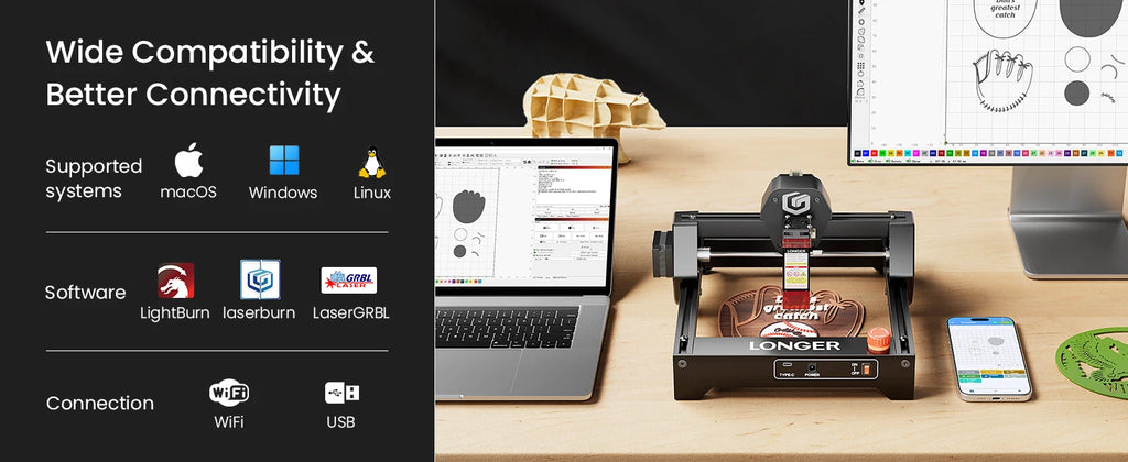 LONGER Mini Portable Laser Engraver & Cutter Machine – Compact, for Wood, Leather & More