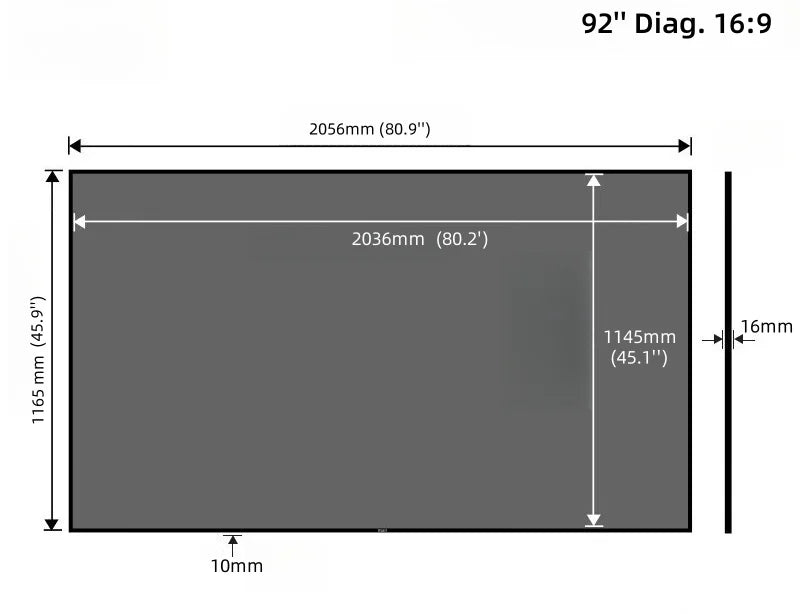 ALR Fresnel Fixed Frame Projector Screen – 98% Ambient Light Rejection, 130–150 Inch, 16:9, 8K/4K
