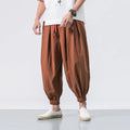Men’s Oversized Cotton Linen Harem Jogger Pants – Chinese Style, Casual Trousers