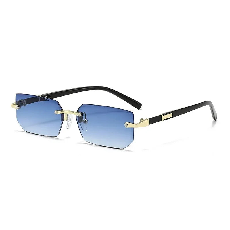Rimless Rectangle Blue Light Blocking Sunglasses – Unisex, Square Frame, UV Protection