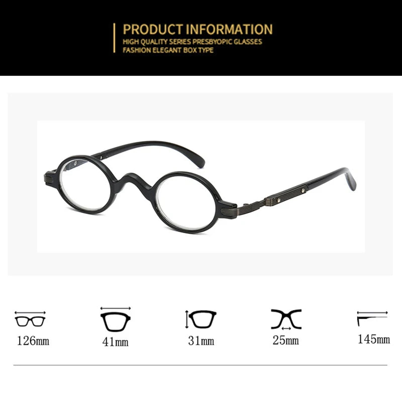 Small Round Retro Reading Glasses – Men’s & Women’s, +1.00 to +4.00, 5 Frame Colors