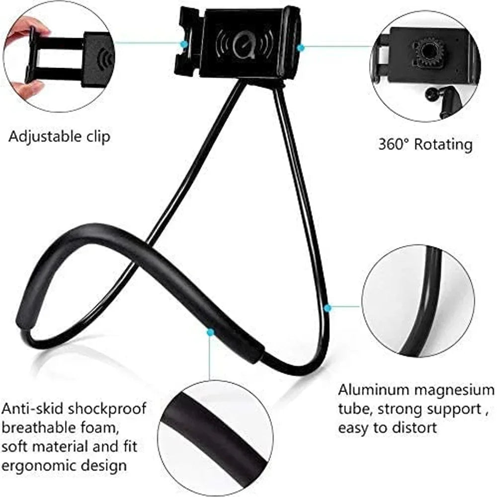 Flexible Neck Phone & Tablet Holder, 360° Adjustable Stand
