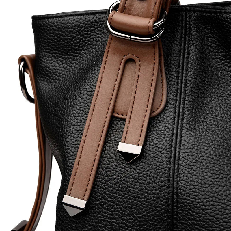 Women’s Genuine Cowhide Leather Crossbody Handbag – Large Capacity Shoulder Messenger Bag