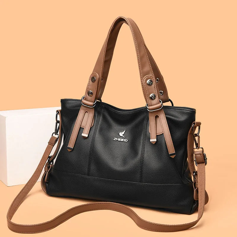 Women’s Genuine Cowhide Leather Crossbody Handbag – Large Capacity Shoulder Messenger Bag
