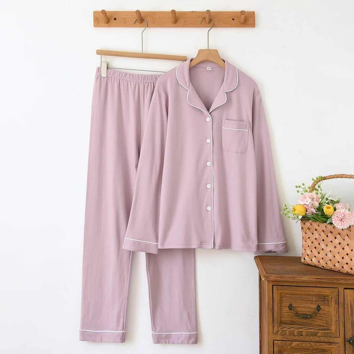 Women’s Thick Cotton Long Sleeve Pajama Set – Warm Homewear, 4 Colors, Sizes M–1XL