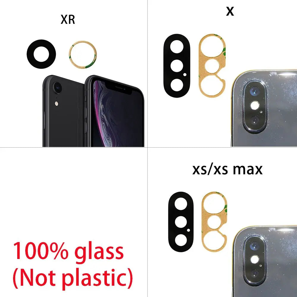 iPhone Rear Camera Glass Lens Replacement with 3M Adhesive – iPhone 11–14 Pro Max, X, XS, XR, 6–8