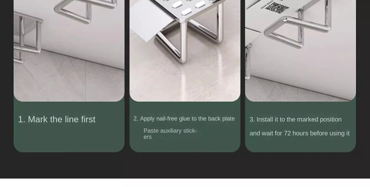 Stainless Steel Wall-Mounted Pot Cover & Cutting Board Rack – No-Drill, Cabinet Bottom Mount