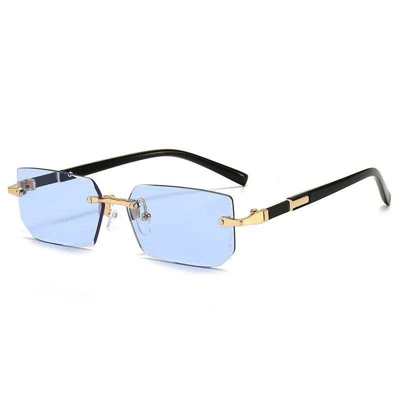 Rimless Rectangle Blue Light Blocking Sunglasses – Unisex, Square Frame, UV Protection