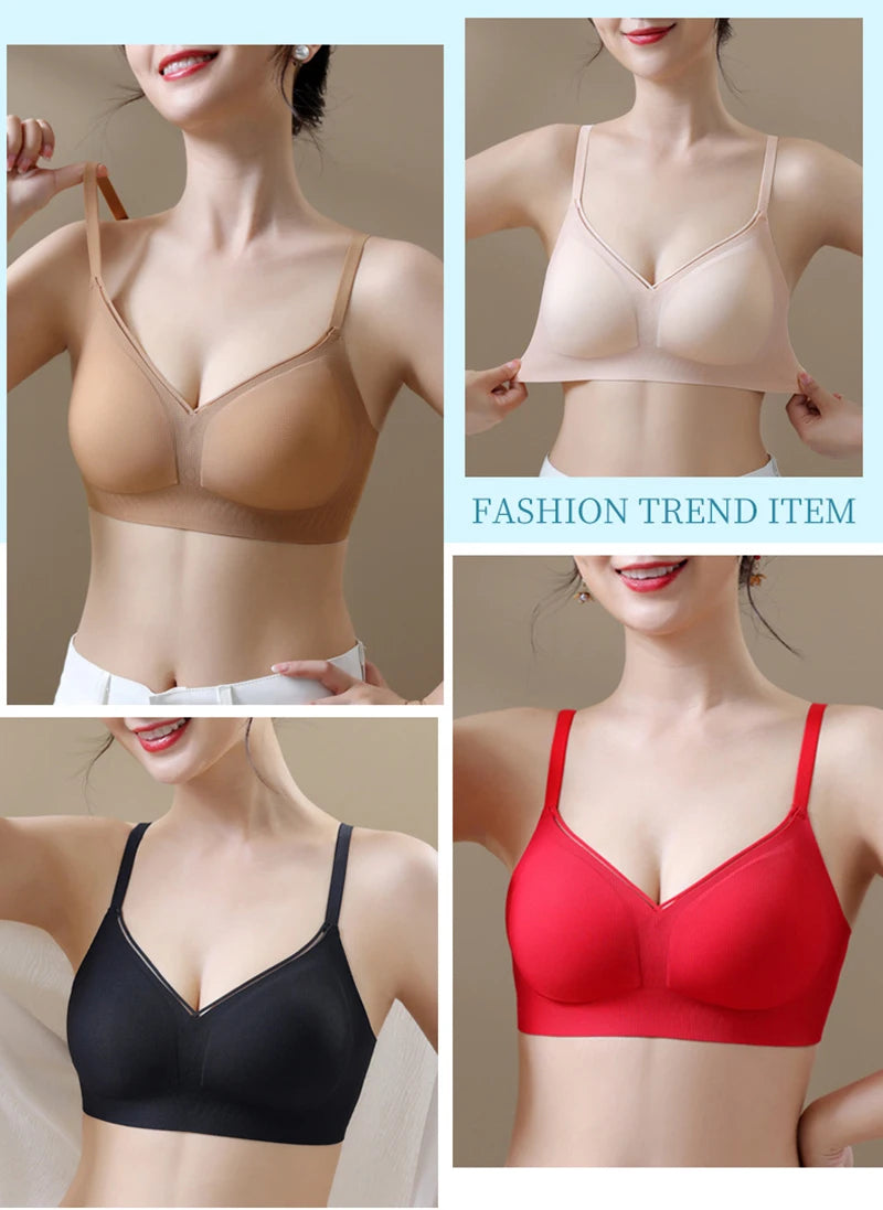 Women’s Seamless Wireless Gathering Bra – Adjustable, No Steel Ring, Sizes S–XXL