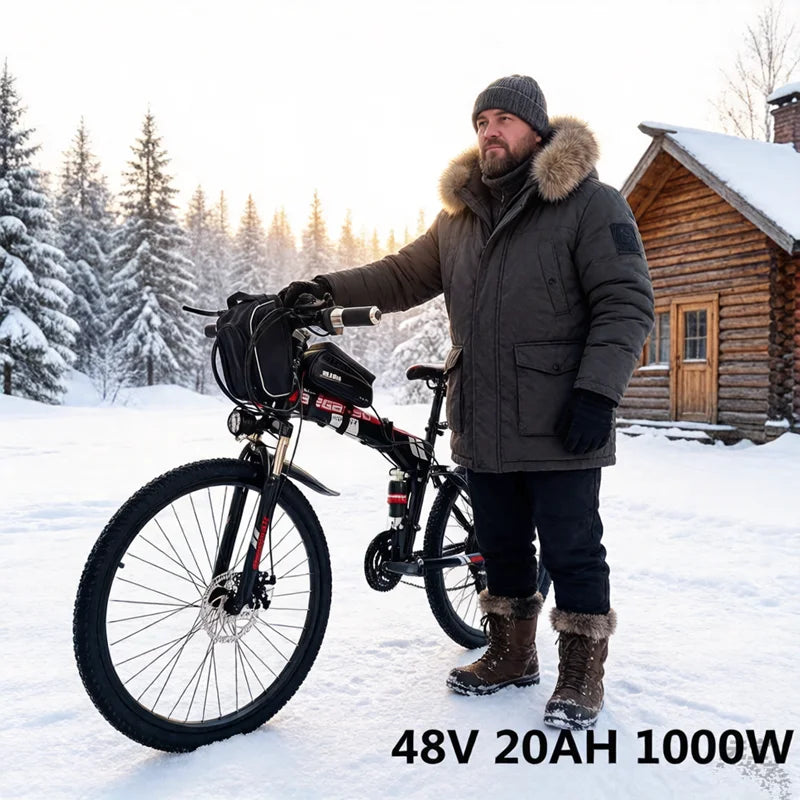 Foldable Electric Mountain Bike – 1000W Motor, 48V 20Ah Lithium Battery, 26 Inch