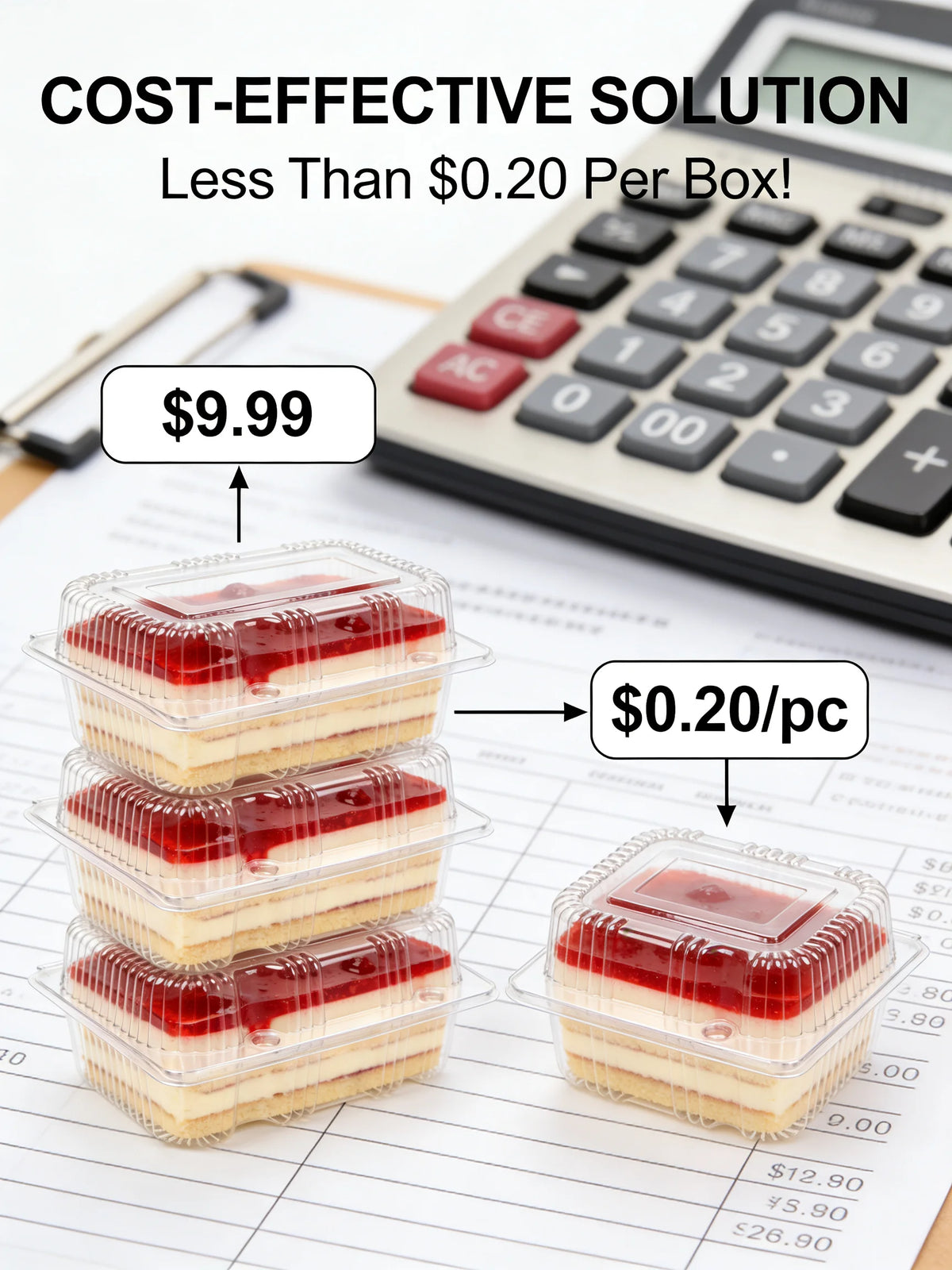 Clear Clamshell Food Containers for Takeout & Desserts