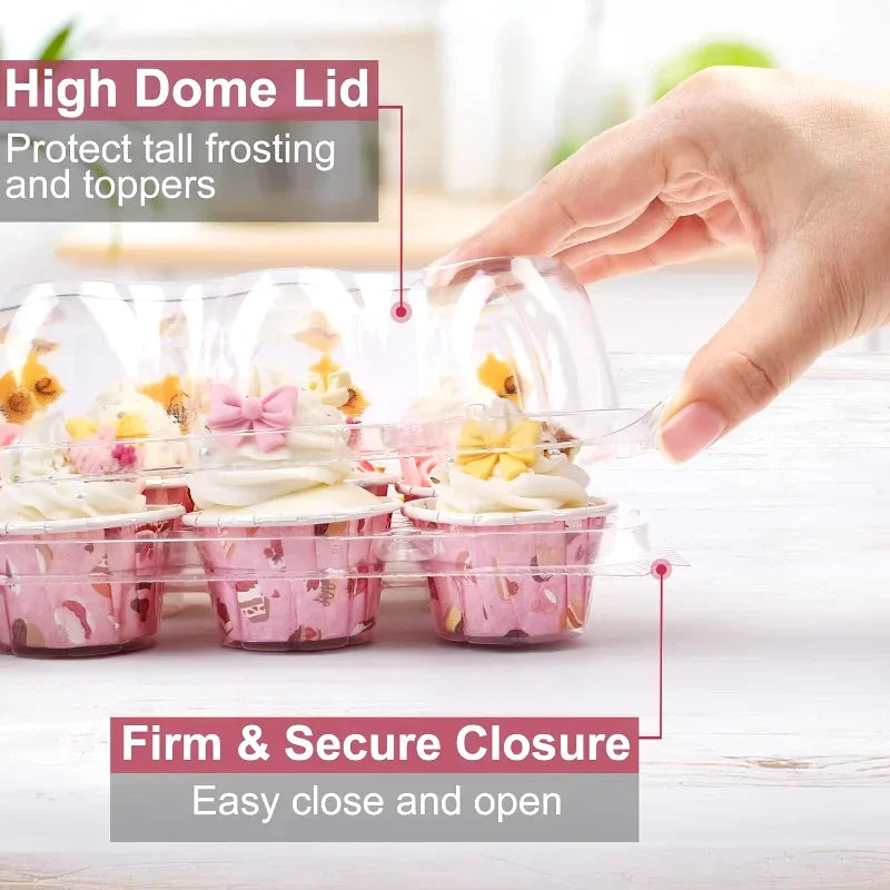 Cupcake Carrier Boxes with Tall Dome Lids, 4–24 Count