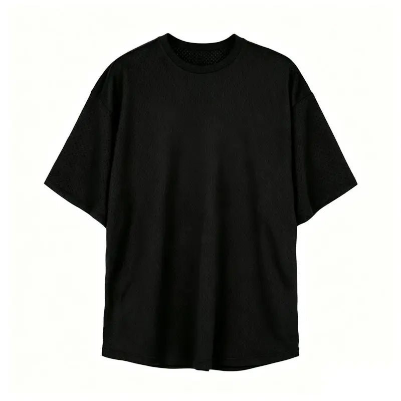 Men’s Oversized Mesh Quick-Dry Gym T-Shirt – Breathable, Bodybuilding & Sport, Short Sleeve