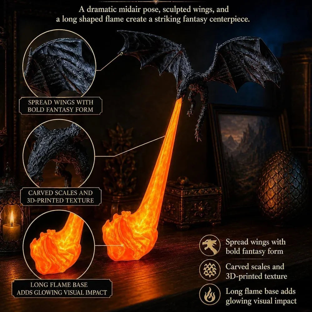 Dragon Flame LED Lamp, 3D Fantasy Accent Light