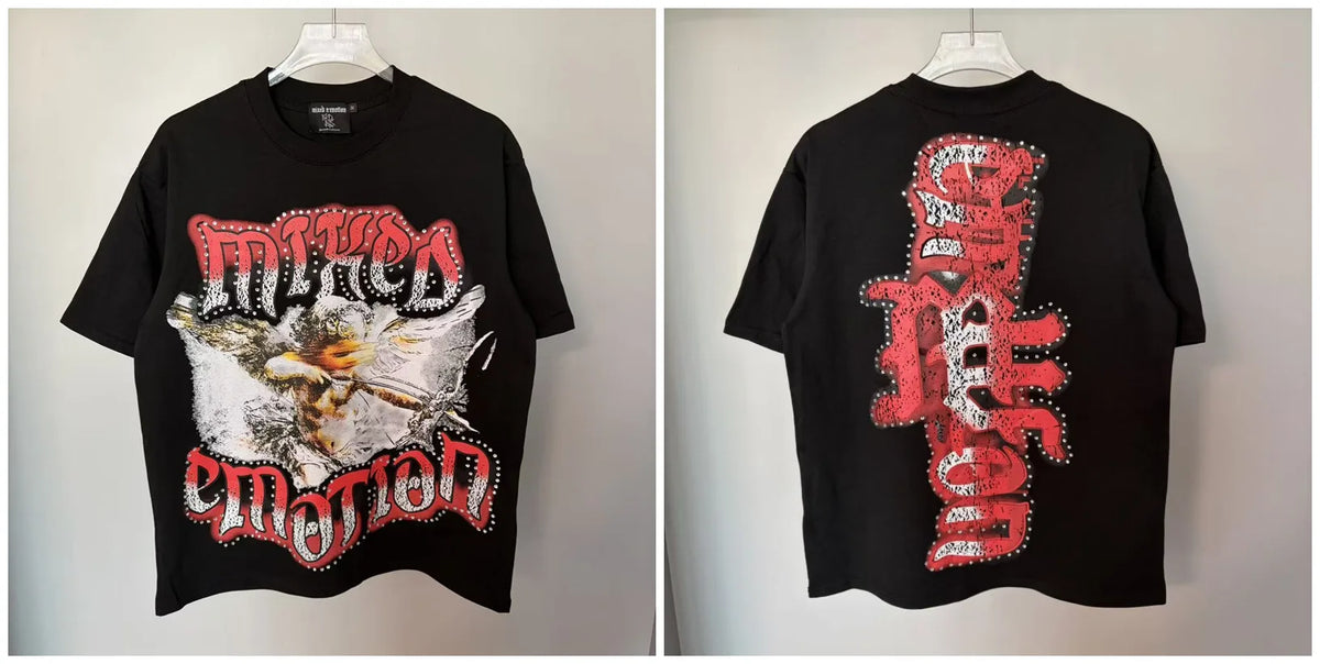 Mixed Emotion Rhinestone Oversized Cotton Tee