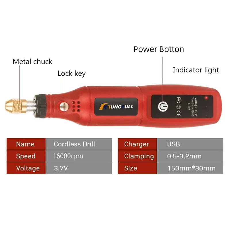USB Rechargeable Cordless Electric Engraving Pen – Rotary Tool for Jewelry, Glass & More