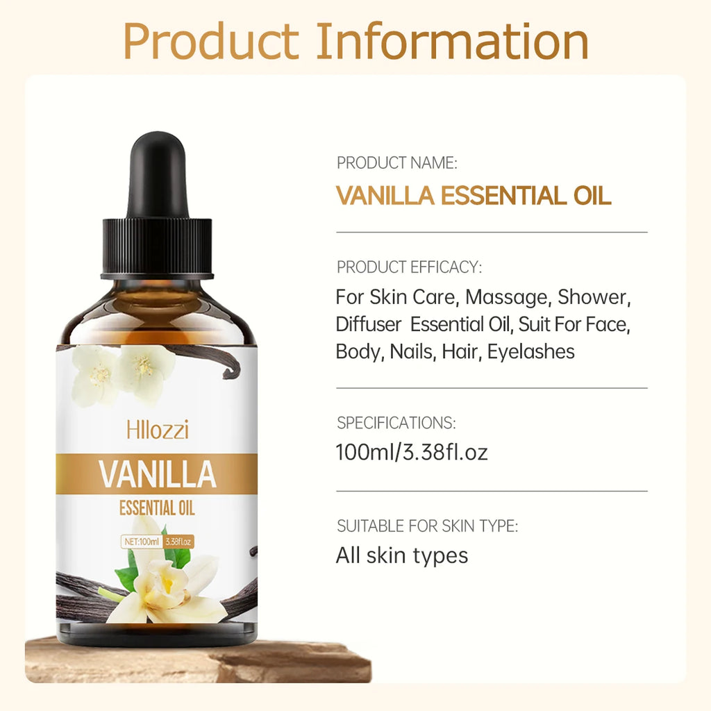 Vanilla Essential Oil – Aromatherapy, DIY Soap & Face Use, All Skin Types, Long-Lasting