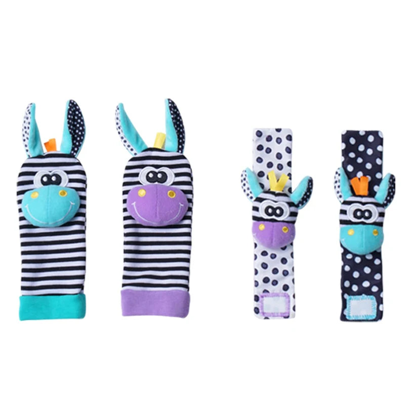 Baby Wrist Rattle & Foot Finder Sensory Toy Set – Black & White, Newborn Essential