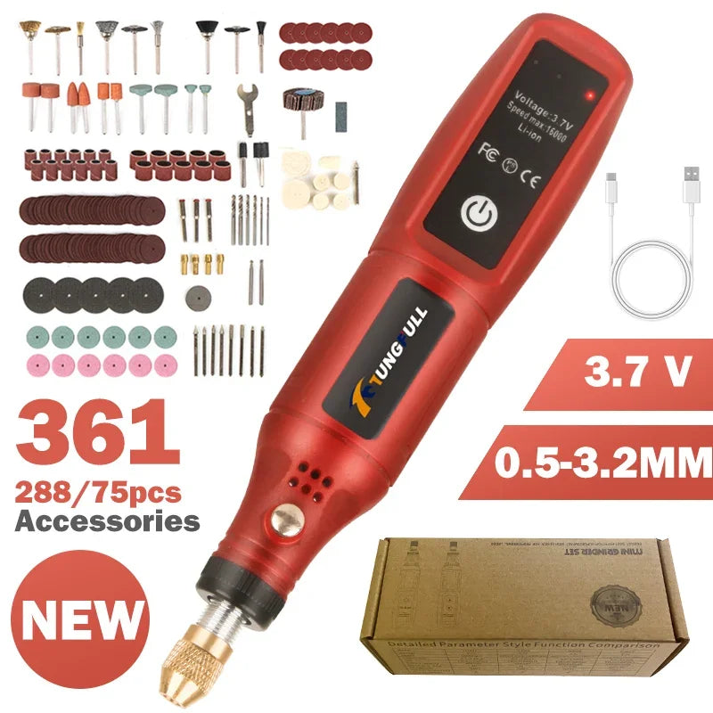 USB Rechargeable Cordless Electric Engraving Pen – Rotary Tool for Jewelry, Glass & More
