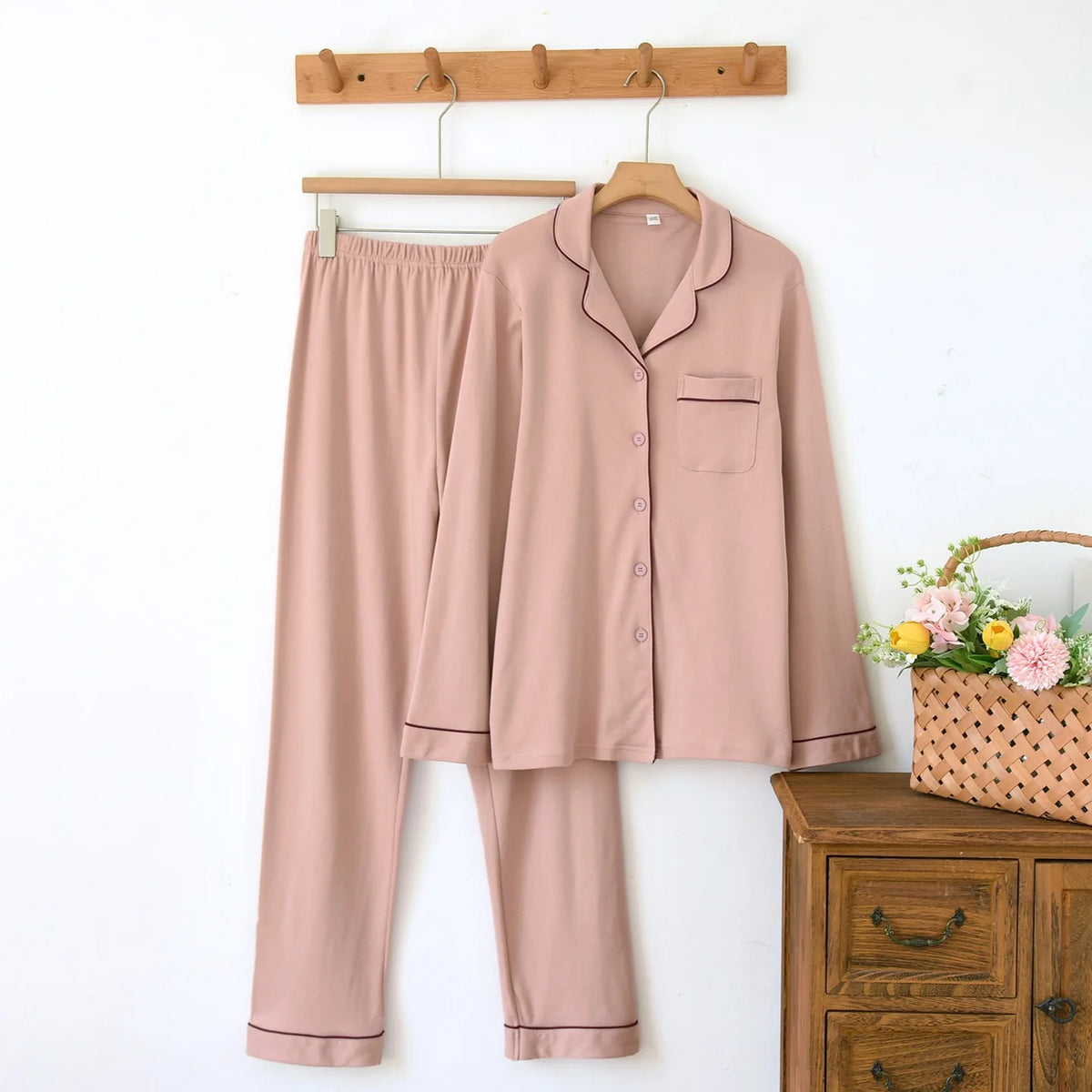 Women’s Thick Cotton Long Sleeve Pajama Set – Warm Homewear, 4 Colors, Sizes M–1XL