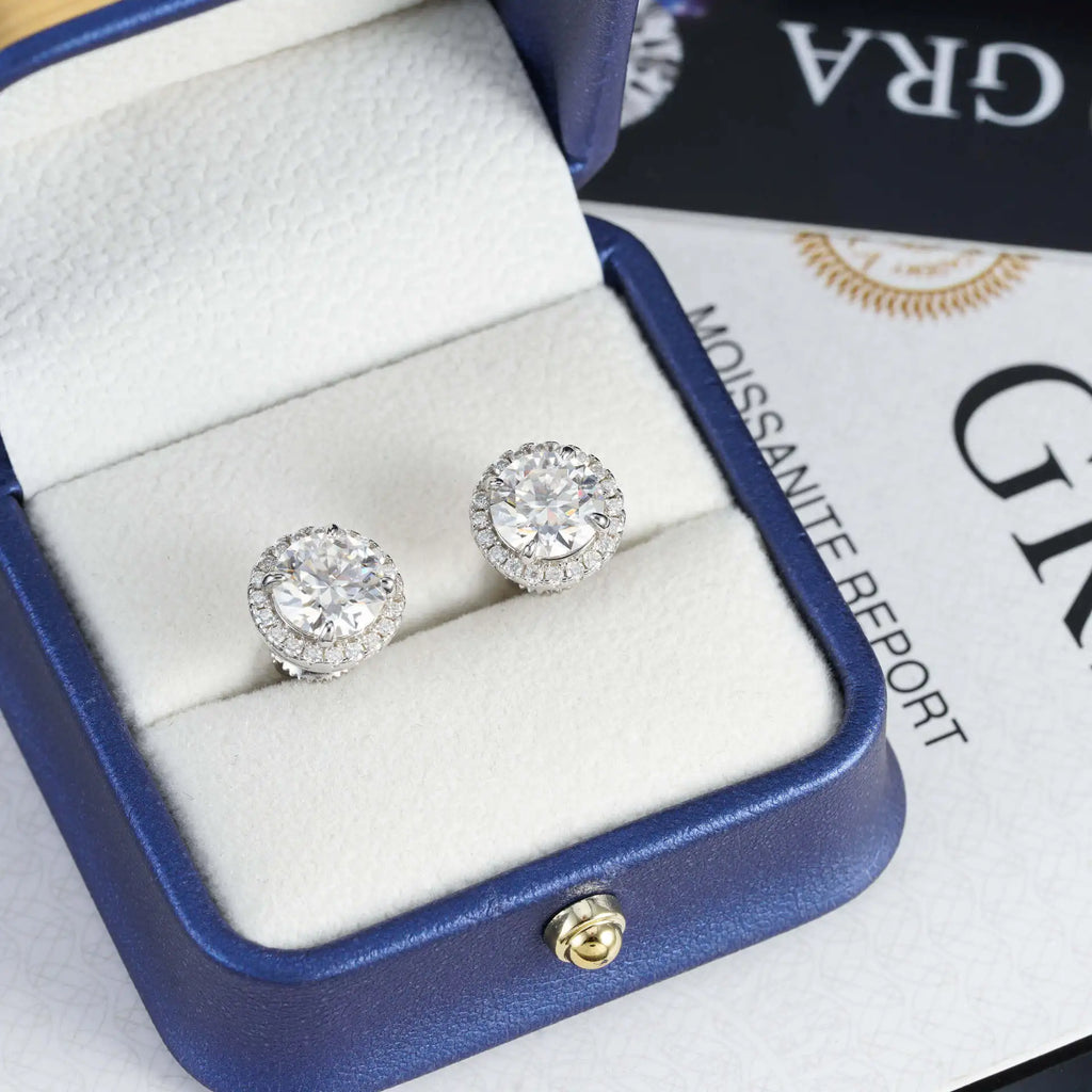 925 Sterling Silver Moissanite Stud Earrings – 4–11mm, Engagement & Wedding, Women’s Gift
