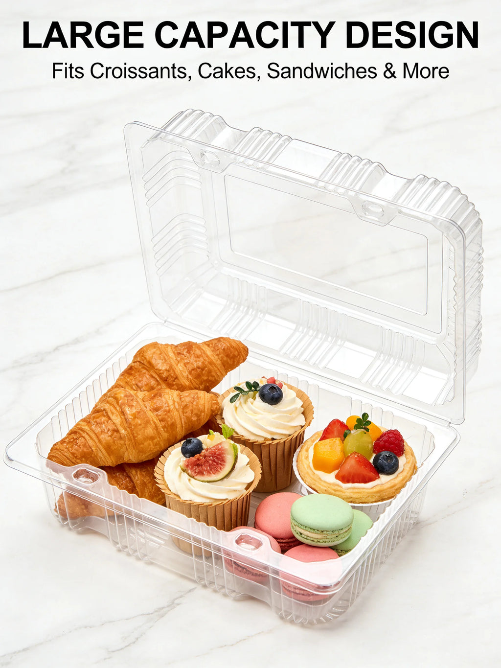 Clear Clamshell Food Containers for Takeout & Desserts