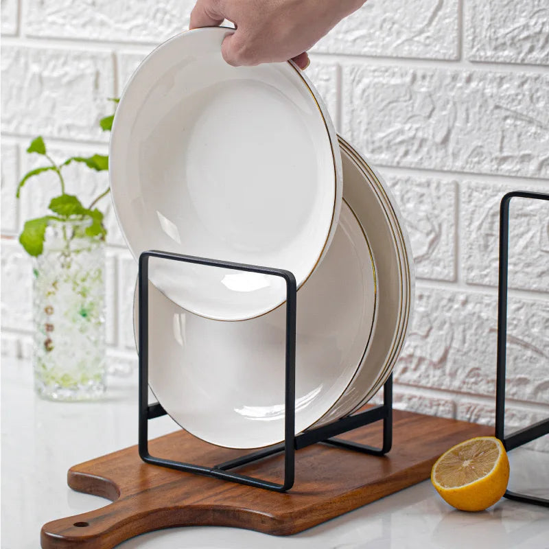 Iron Countertop Dish & Plate Drain Rack – Cabinet Dish Storage & Dinner Plate Organizer