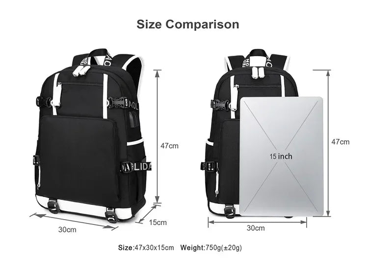 Jurassic World Dinosaur Backpack with USB Port – Large Capacity Laptop Bag for Men & Women