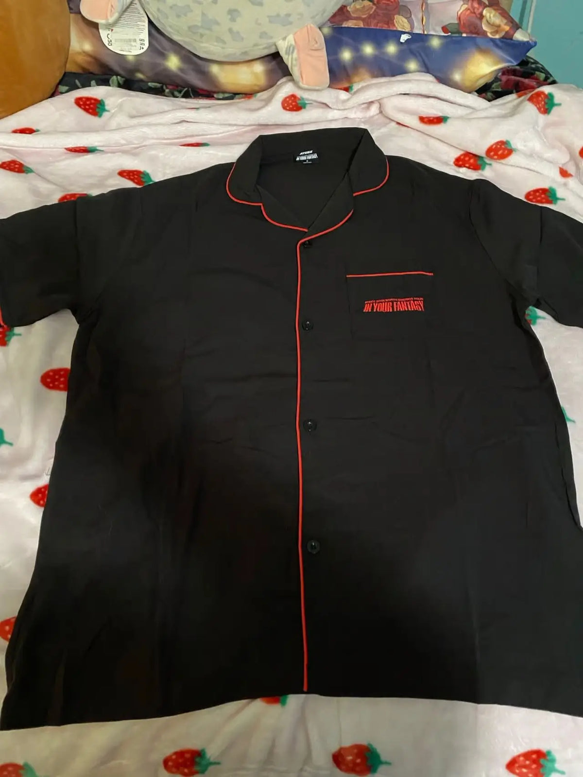 ATEEZ World Tour Pajama Set – Short Sleeve Button Top & Elastic Shorts, Sizes S–2XL