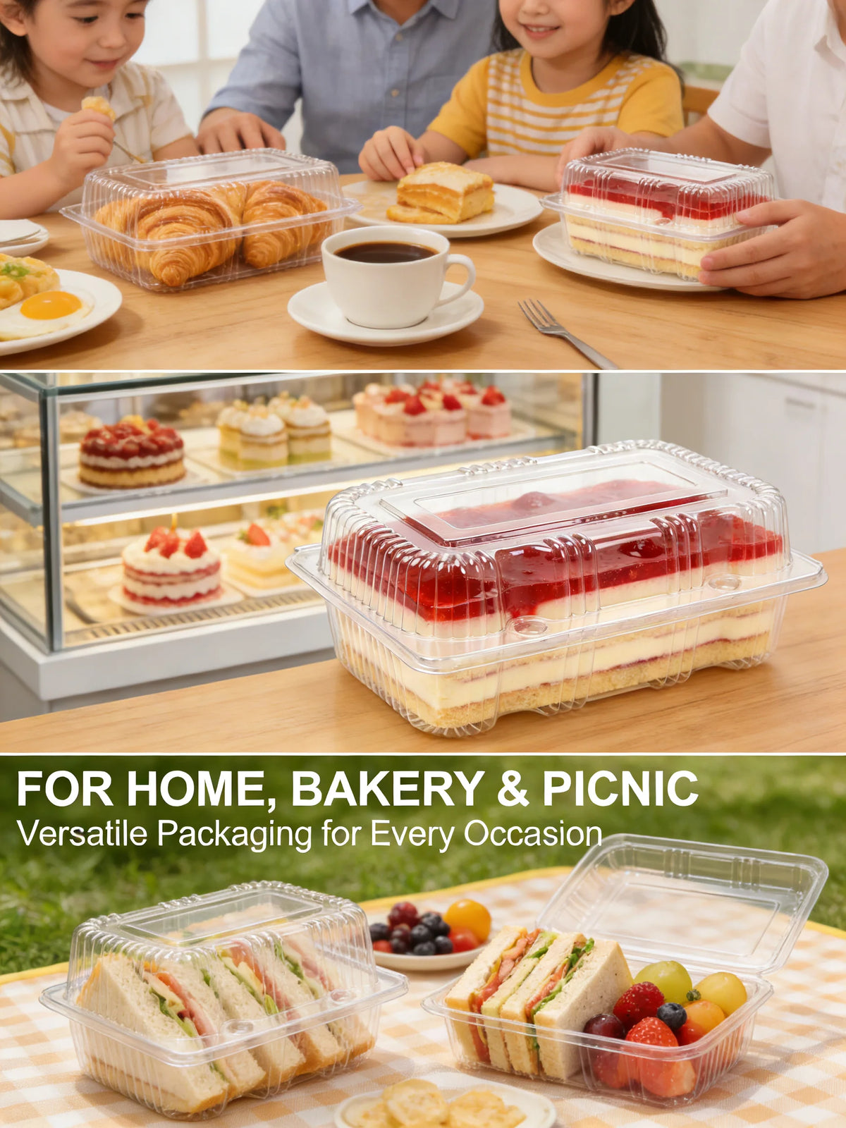 Clear Clamshell Food Containers for Takeout & Desserts
