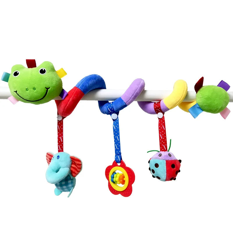 Baby Stroller Spiral Activity Plush Rattle Toy – Sensory Toy for Newborns 0–24 Months