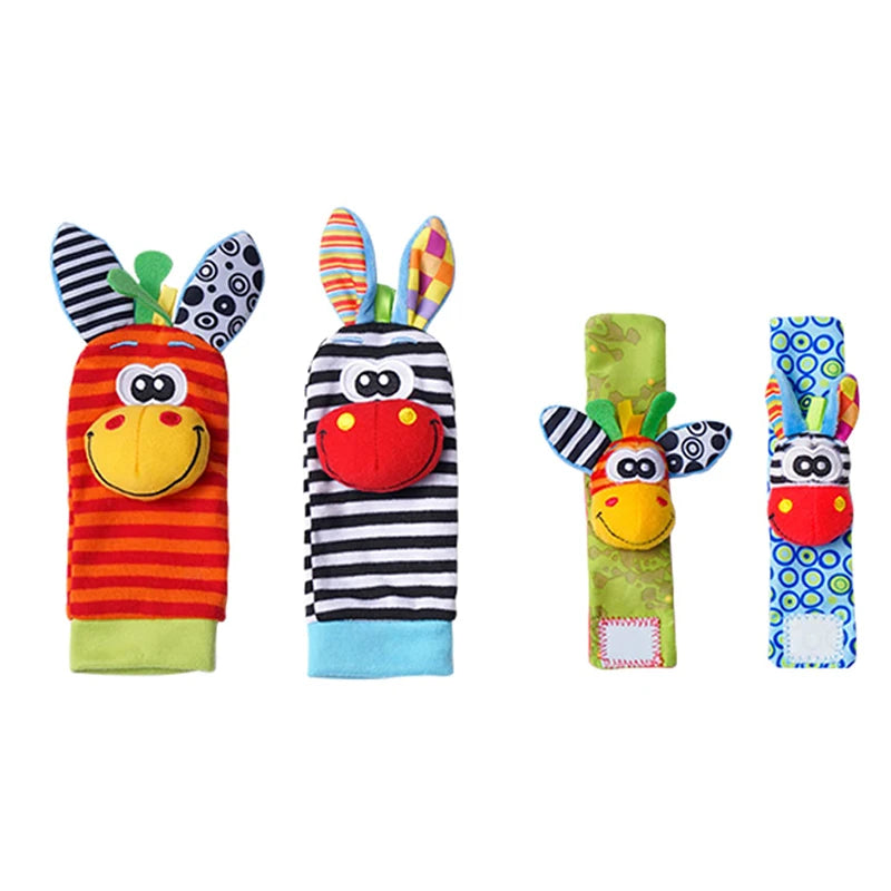 Baby Wrist Rattle & Foot Finder Sensory Toy Set – Black & White, Newborn Essential
