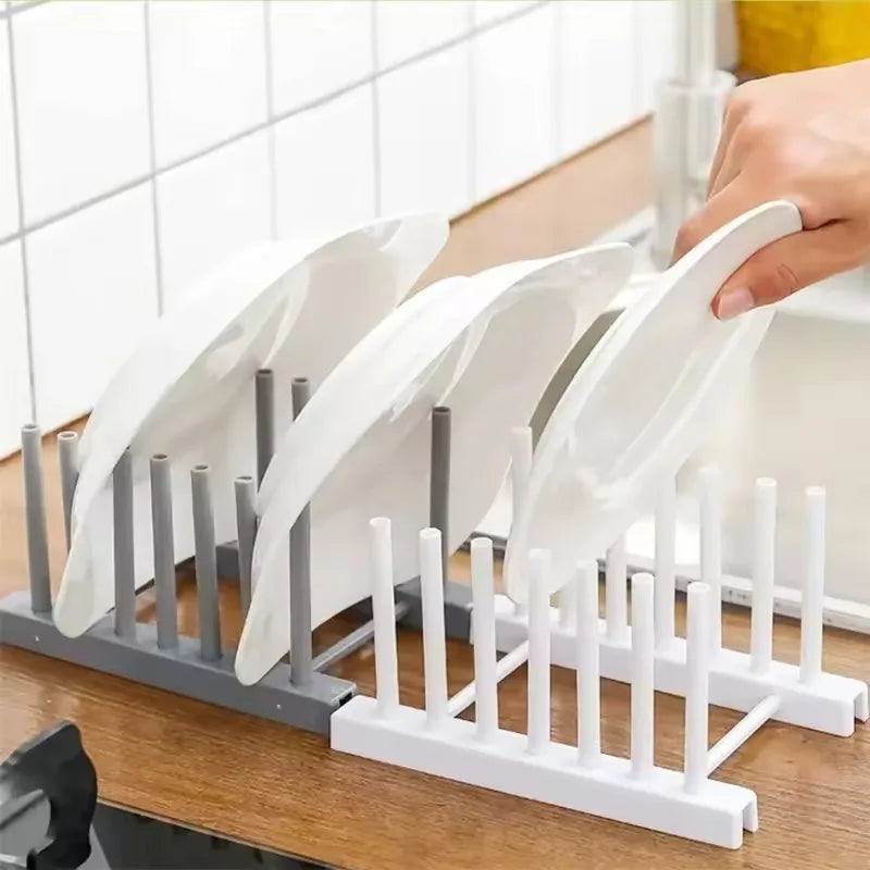 Stainless Steel Kitchen Pot Cover Storage Rack – Countertop Organizer for Lids & Pans