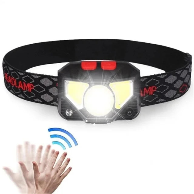 High Power COB LED Headlamp with Sensor Type-C Rechargeable IPX6 Waterproof Flashlight for Camping Running Fishing Head Light