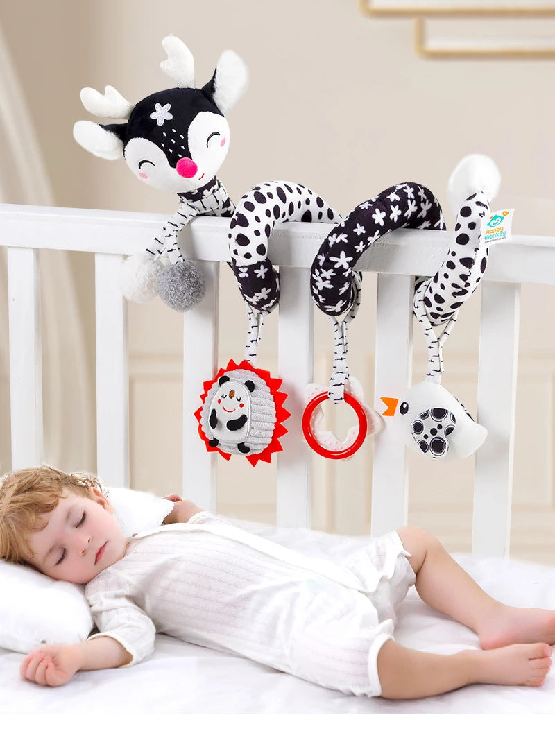 Baby Stroller Spiral Activity Plush Rattle Toy – Sensory Toy for Newborns 0–24 Months