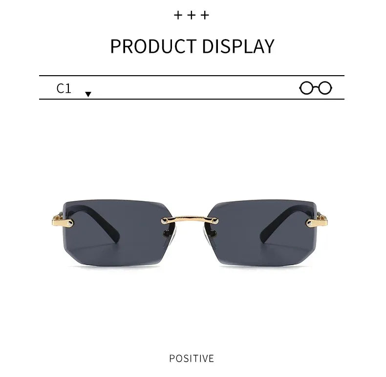 Rimless Rectangle Blue Light Blocking Sunglasses – Unisex, Square Frame, UV Protection