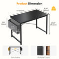 Computer Gaming Desk with Storage Bag – Metal Frame, Wood Tabletop, 31–55 Inch – Black, Rust, White